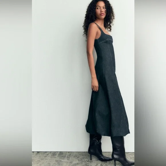 Zara denim balloon dress - Picture 2 of 5